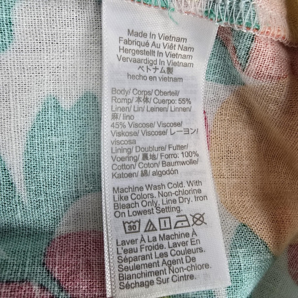 J Crew Dress Womens 0 Multicolor Fruit Print Ruffle Linen Blend Summer Party - Picture 11 of 14
